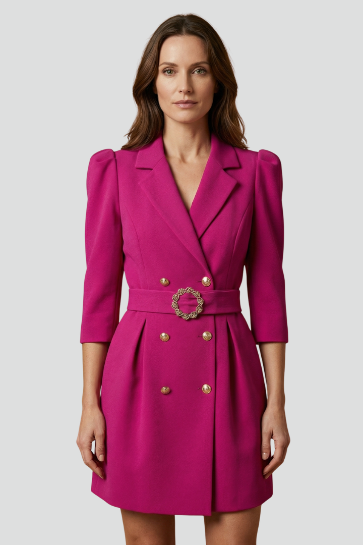 Caroline | Women's Blazer Dress with Notched Lapels and Button Front