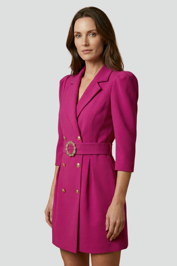 Caroline | Women's Blazer Dress with Notched Lapels and Button Front