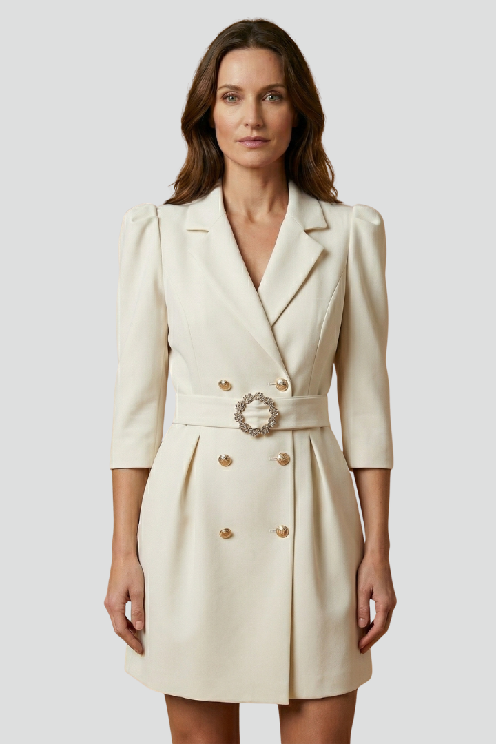 Caroline | Women's Blazer Dress with Notched Lapels and Button Front