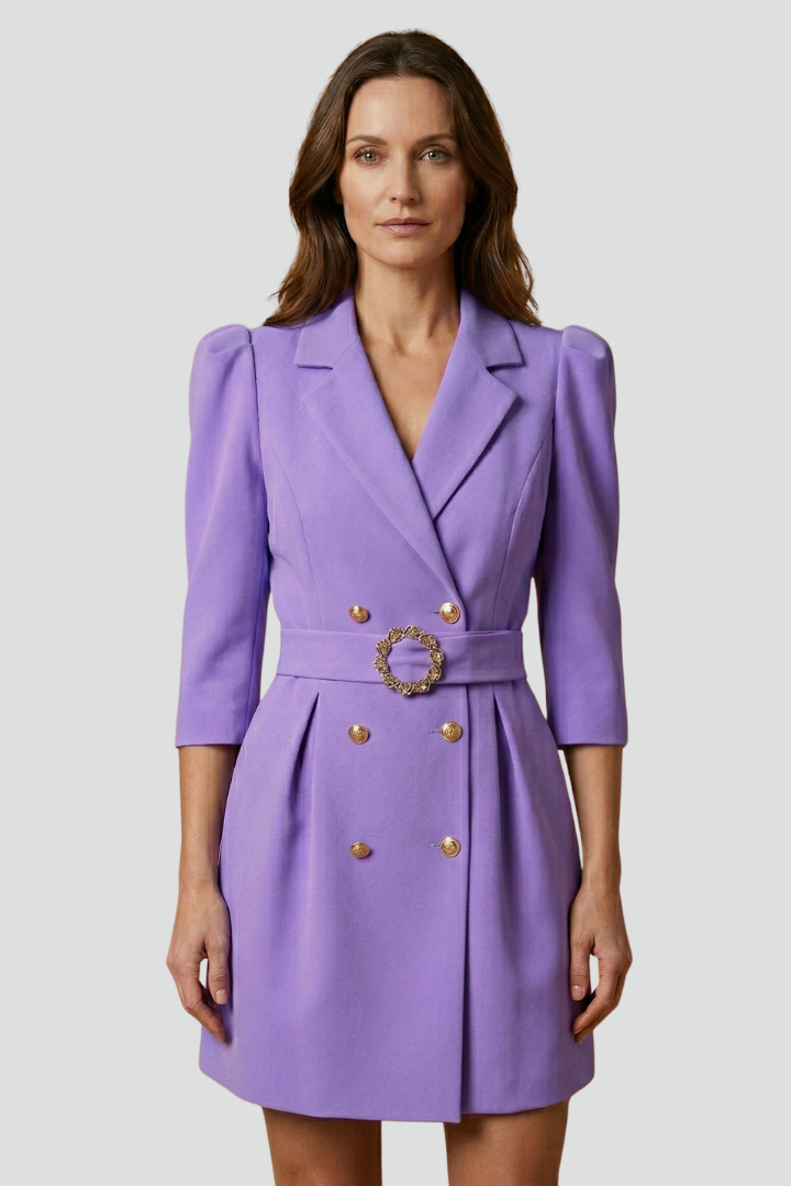 Caroline | Women's Blazer Dress with Notched Lapels and Button Front