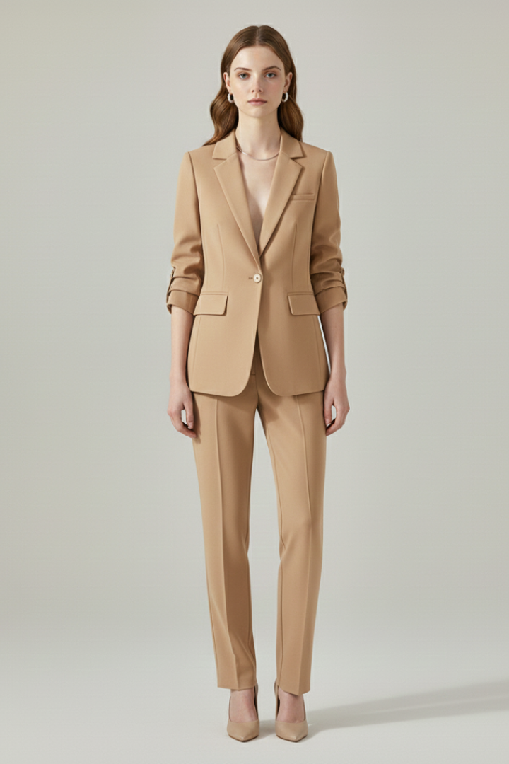 Anna | Women's Blazer Set with Notched Lapel and Straight-Leg Trousers