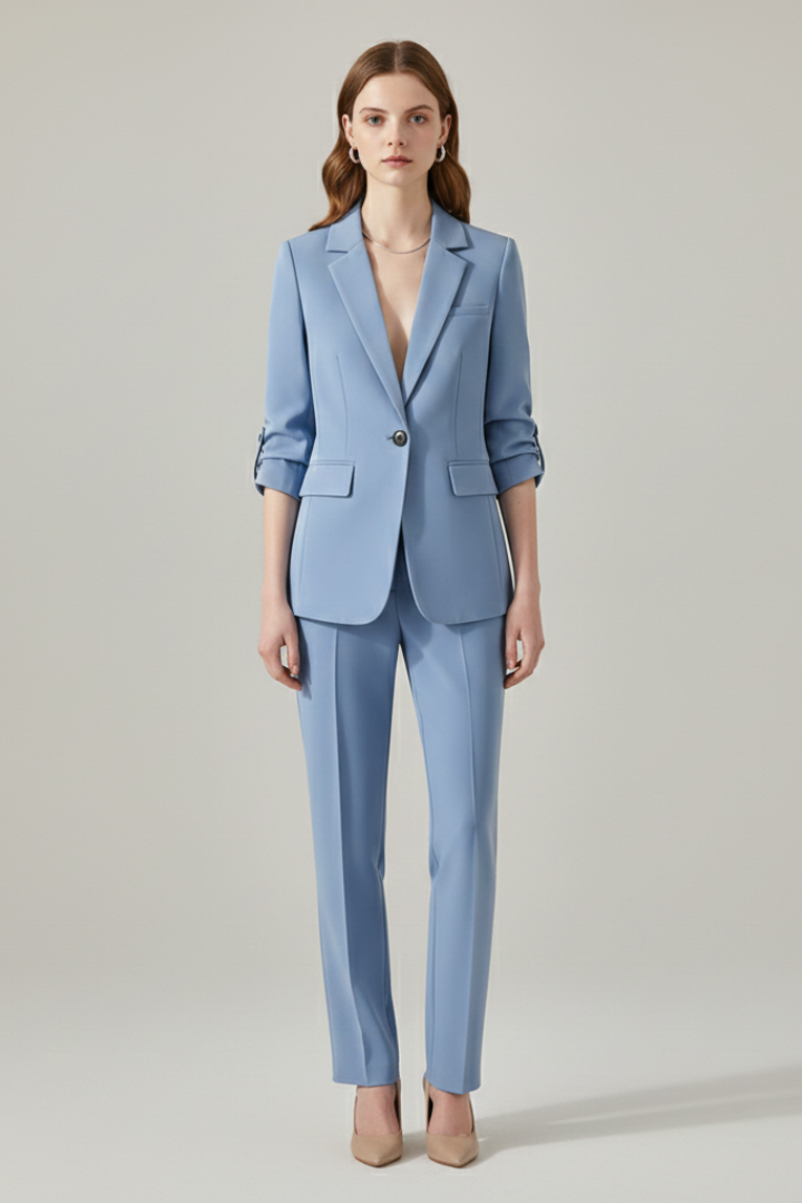 Anna | Women's Blazer Set with Notched Lapel and Straight-Leg Trousers