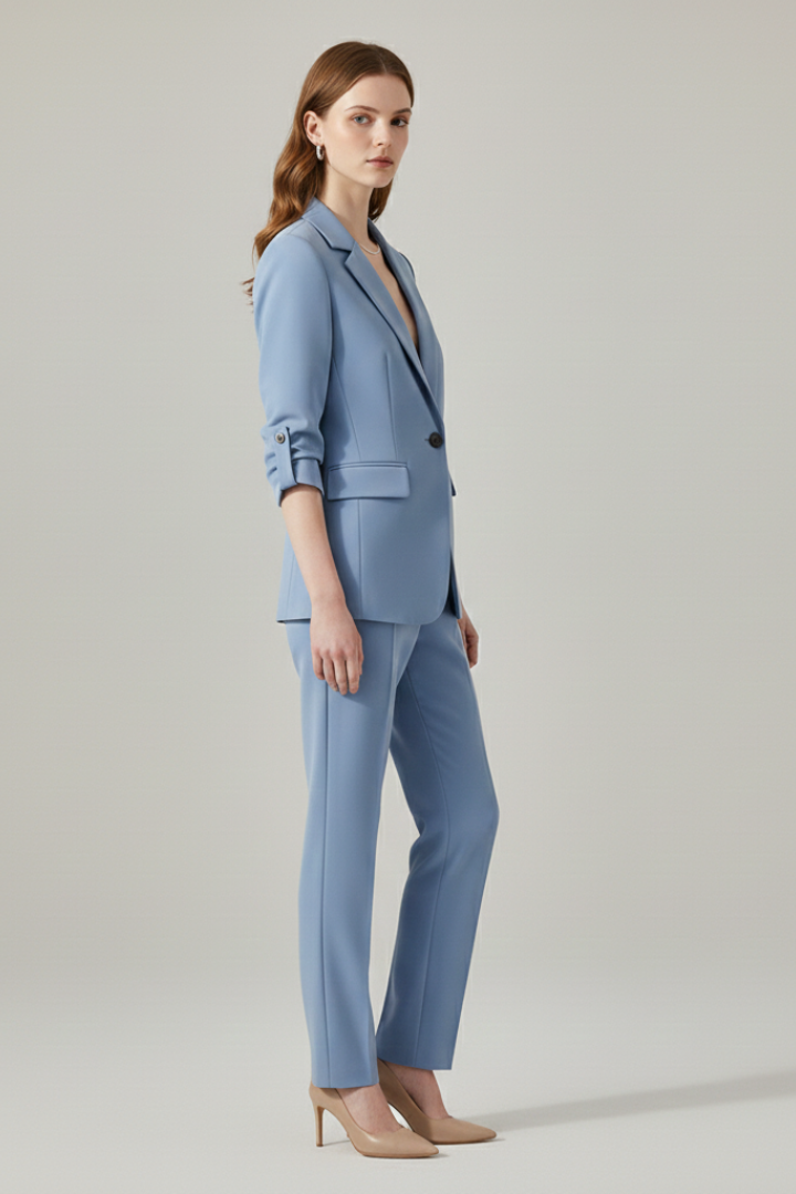 Anna | Women's Blazer Set with Notched Lapel and Straight-Leg Trousers
