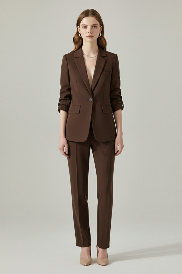 Anna | Women's Blazer Set with Notched Lapel and Straight-Leg Trousers
