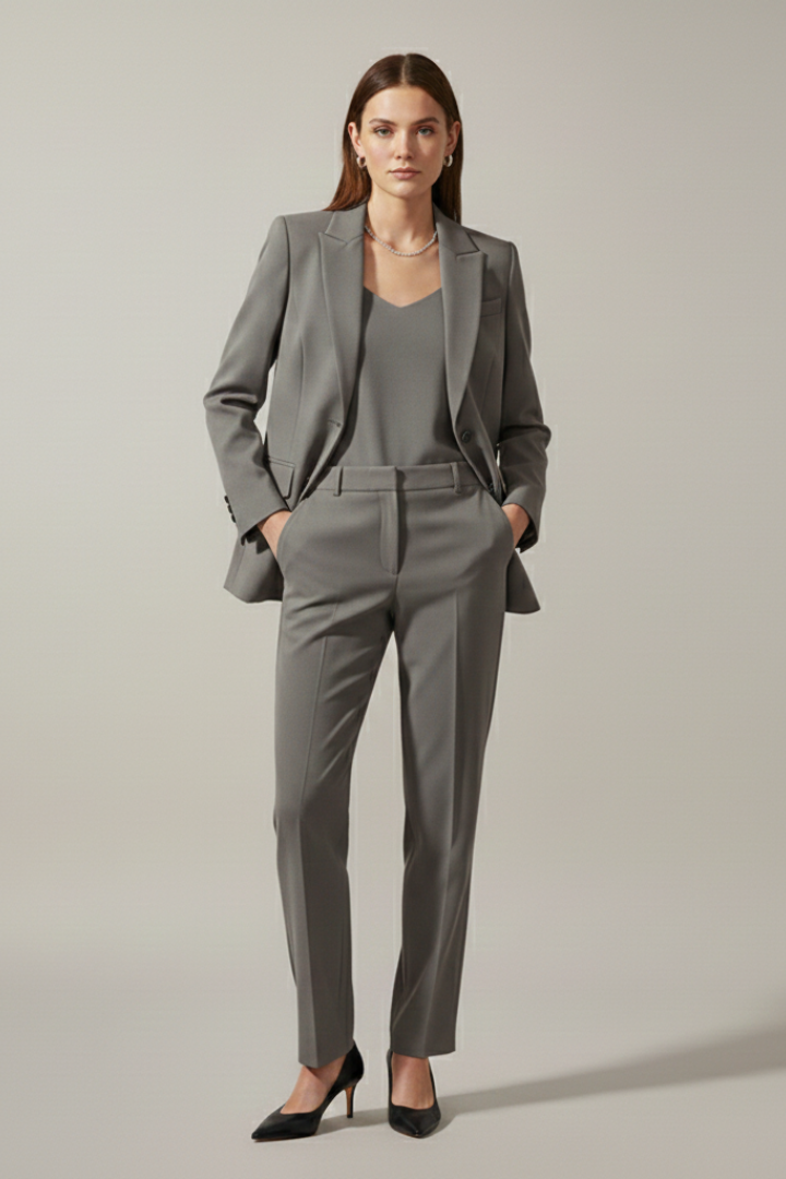Beatrice | Women's Blazer and Trousers Set with Notched Lapel and Straight Legs