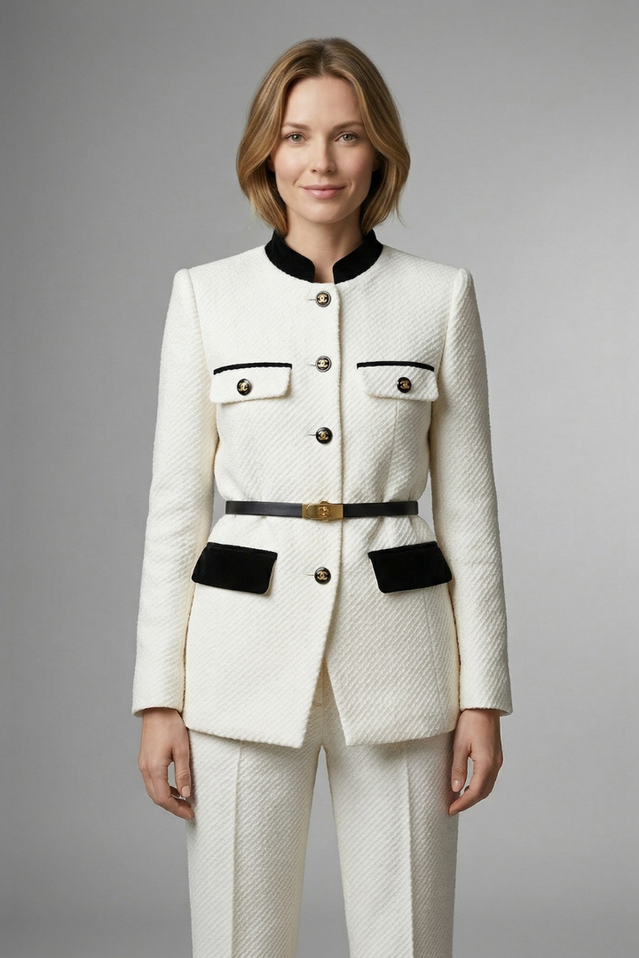 Priscilla | Women's Blazer with Belted Waist and Button Closure