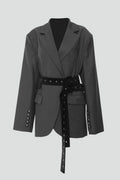 Jane | Women's Blazer with Notched Lapel and Adjustable Belt Detail