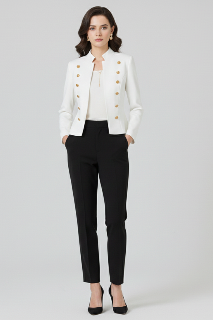 Colleen | Women's Blazer with Stand Collar and Button Detailing