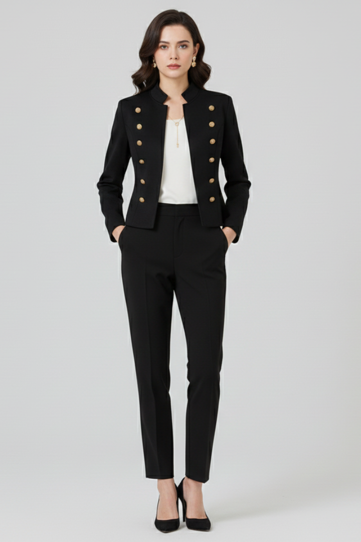 Colleen | Women's Blazer with Stand Collar and Button Detailing