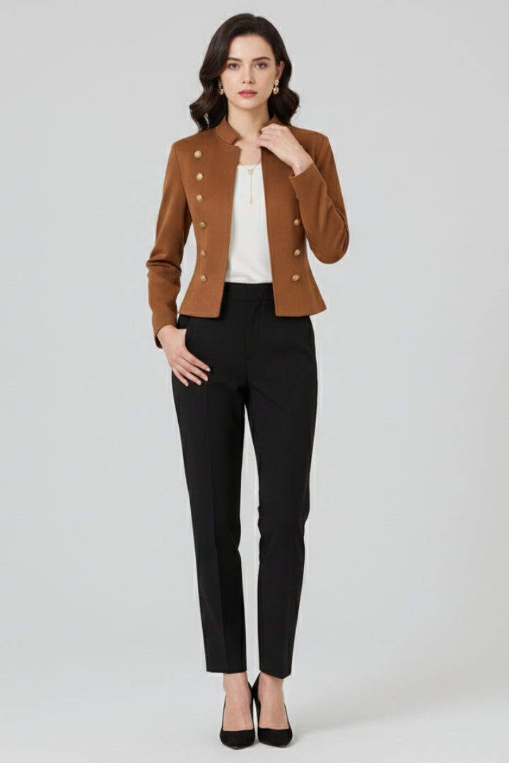 Colleen | Women's Blazer with Stand Collar and Button Detailing