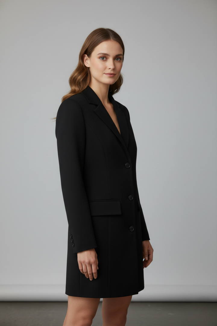 Amelia | Women's Longline Blazer with Notched Lapel and Front Buttons
