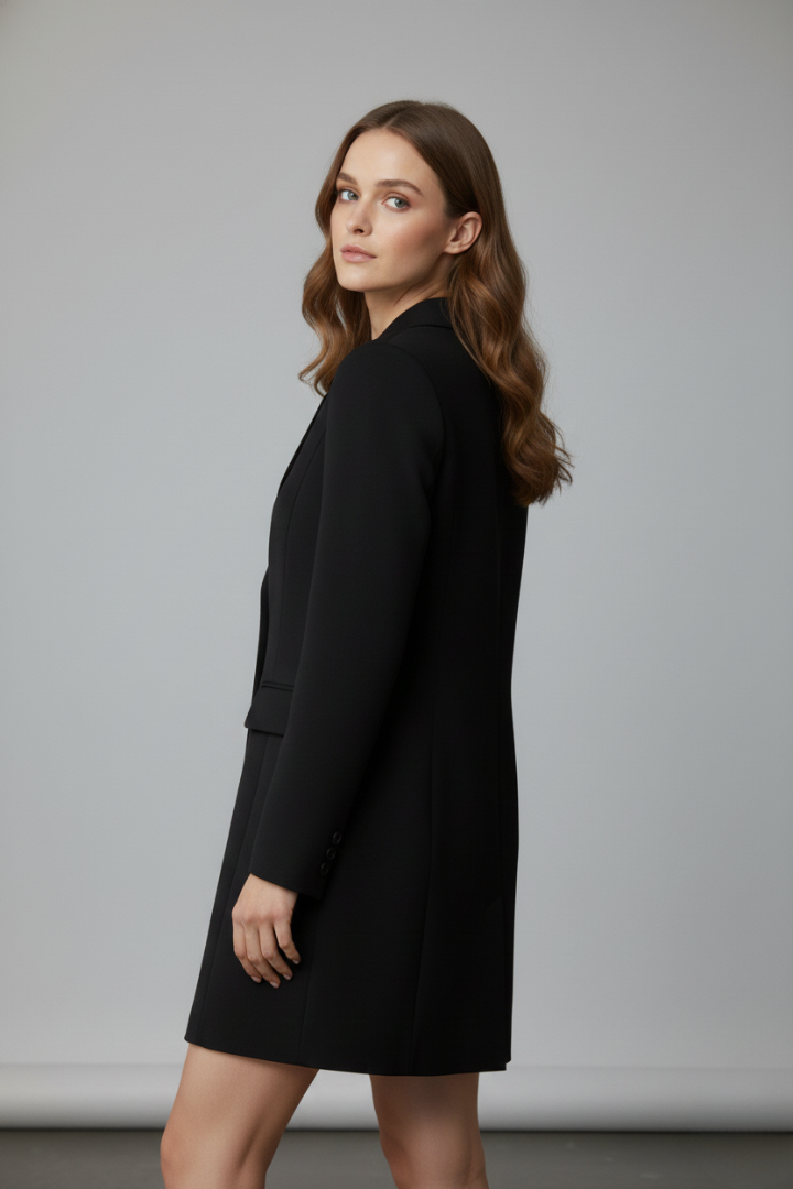 Amelia | Women's Longline Blazer with Notched Lapel and Front Buttons