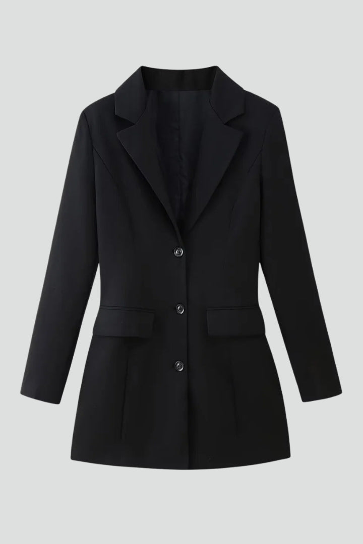 Amelia | Women's Longline Blazer with Notched Lapel and Front Buttons