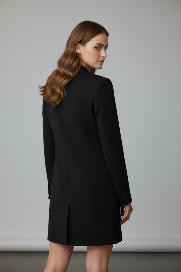 Amelia | Women's Longline Blazer with Notched Lapel and Front Buttons