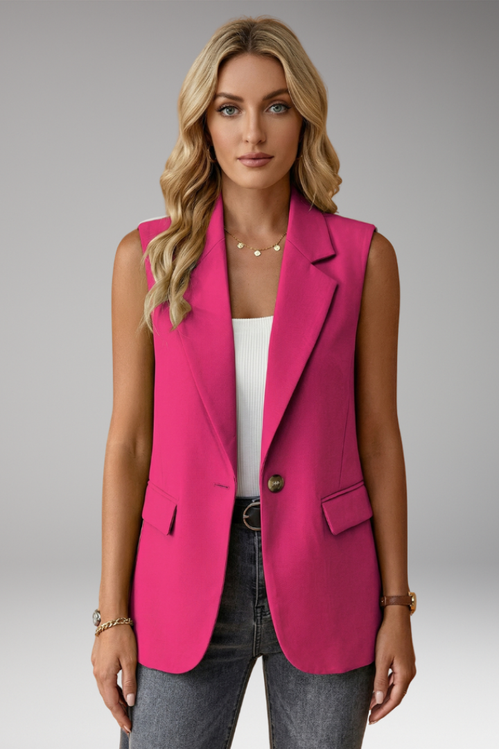 Lena | Women's Sleeveless Blazer with Notch Collar and Pockets