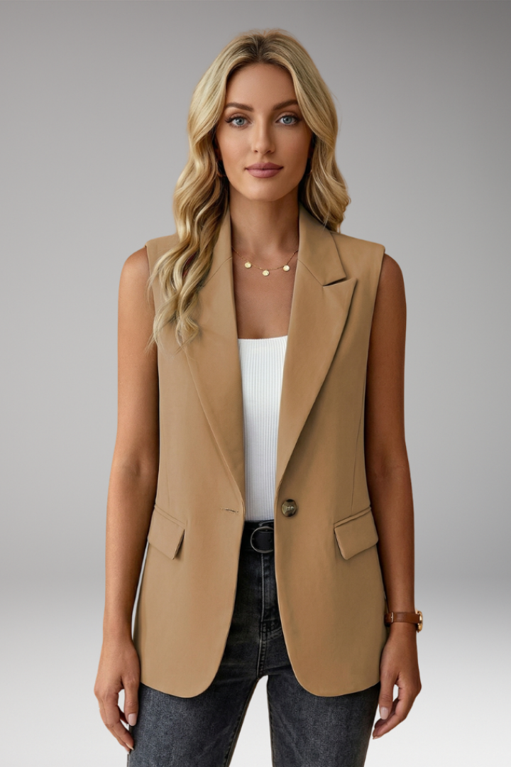 Lena | Women's Sleeveless Blazer with Notch Collar and Pockets