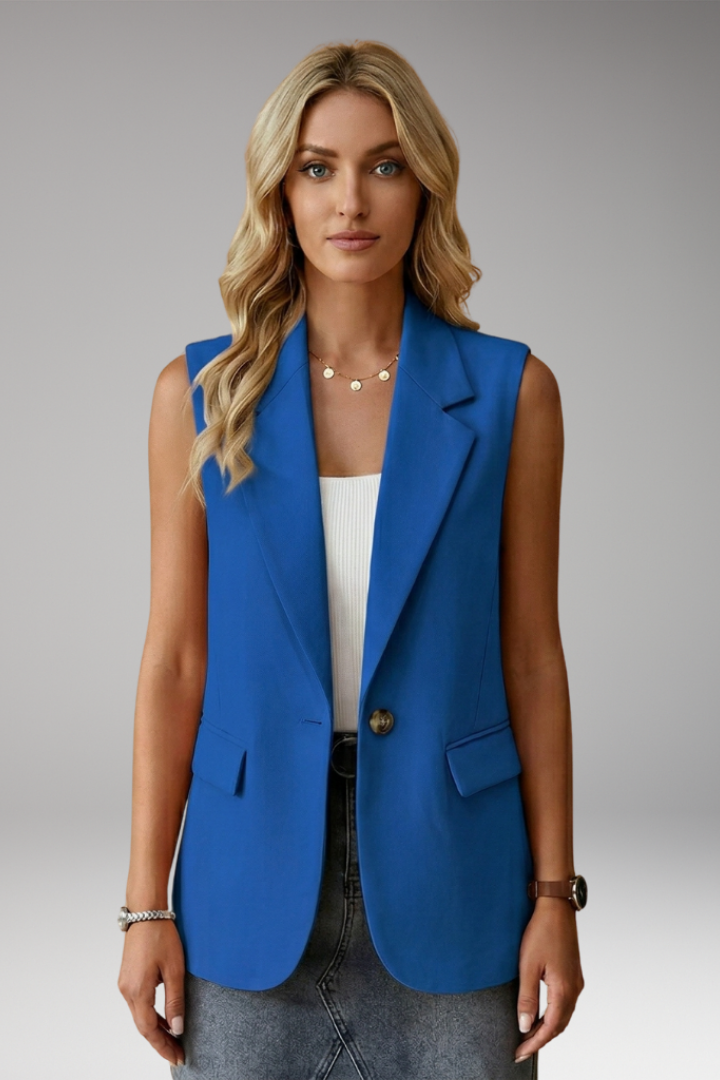 Lena | Women's Sleeveless Blazer with Notch Collar and Pockets