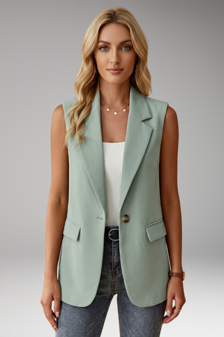 Lena | Women's Sleeveless Blazer with Notch Collar and Pockets