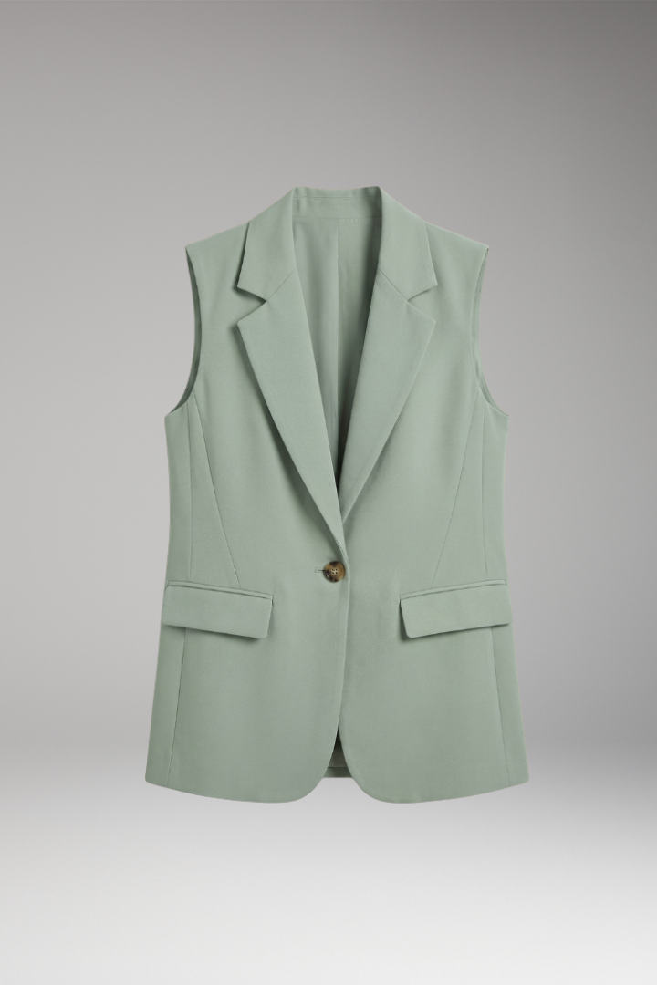 Lena | Women's Sleeveless Blazer with Notch Collar and Pockets