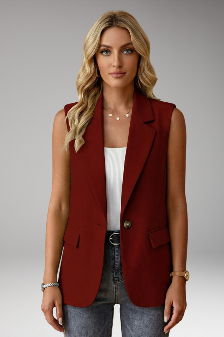 Lena | Women's Sleeveless Blazer with Notch Collar and Pockets