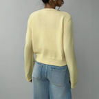 Kelly | Women's Cropped Button-Front Cardigan – Round-Neck Knit for Everyday Layering