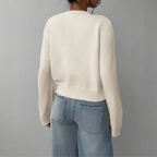 Kelly | Women's Cropped Button-Front Cardigan – Round-Neck Knit for Everyday Layering