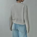 Kelly | Women's Cropped Button-Front Cardigan – Round-Neck Knit for Everyday Layering