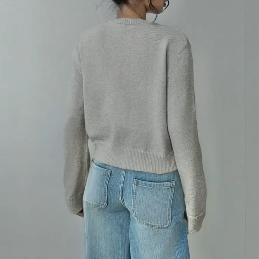 Kelly | Women's Cropped Button-Front Cardigan – Round-Neck Knit for Everyday Layering