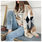 Maria | Women's Printed Oversized Cardigan – Soft V-Neck Button-Up Knit for Autumn Layering