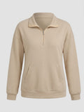 Holly | Women's Half-Zip Collared Sweatshirt – Relaxed Pullover with Kangaroo Pocket