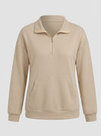 Holly | Women's Half-Zip Collared Sweatshirt – Relaxed Pullover with Kangaroo Pocket