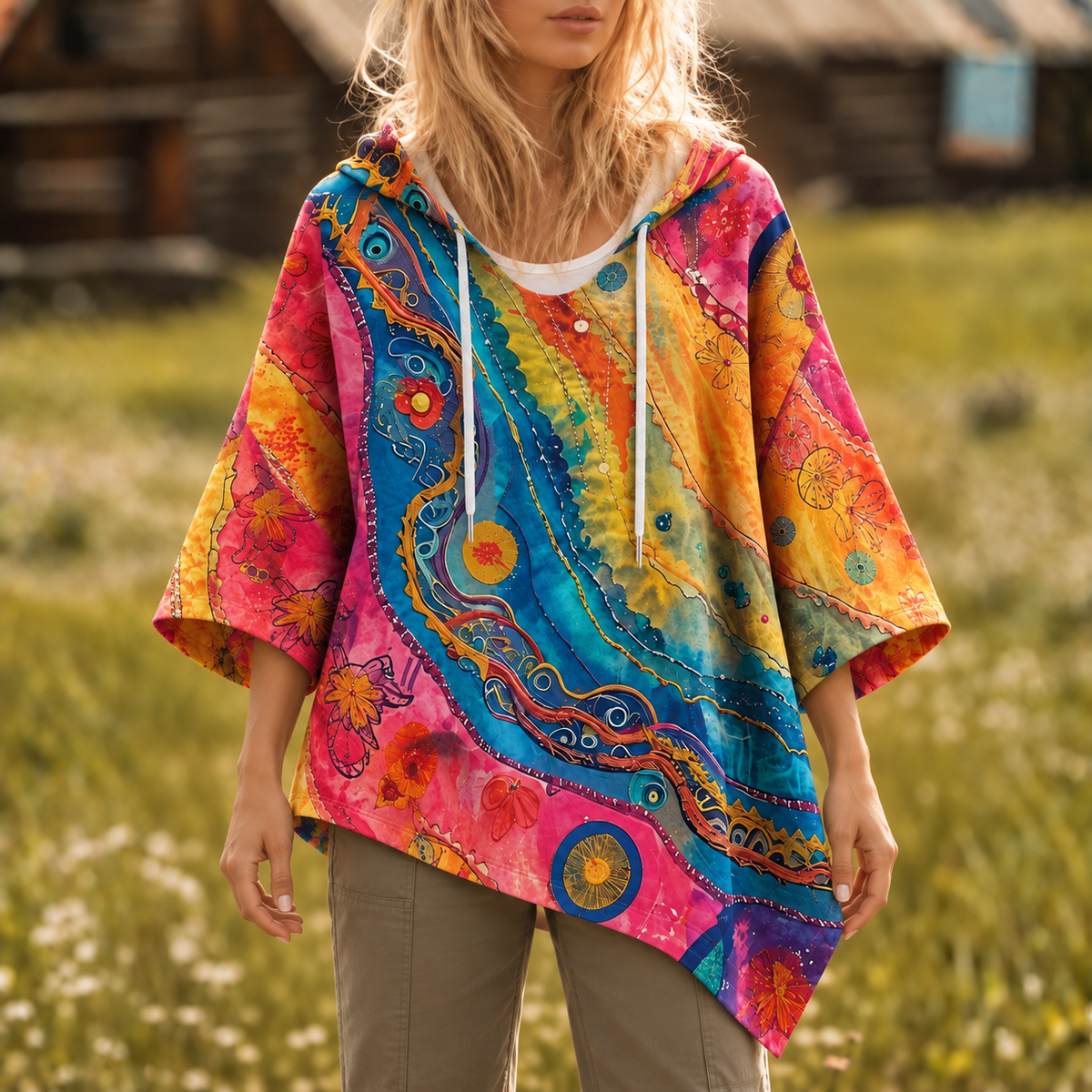 Marian | Anita Printed Hooded Poncho