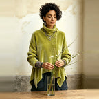 Pauline | Chic Velvet Asymmetric Button Turtleneck Top