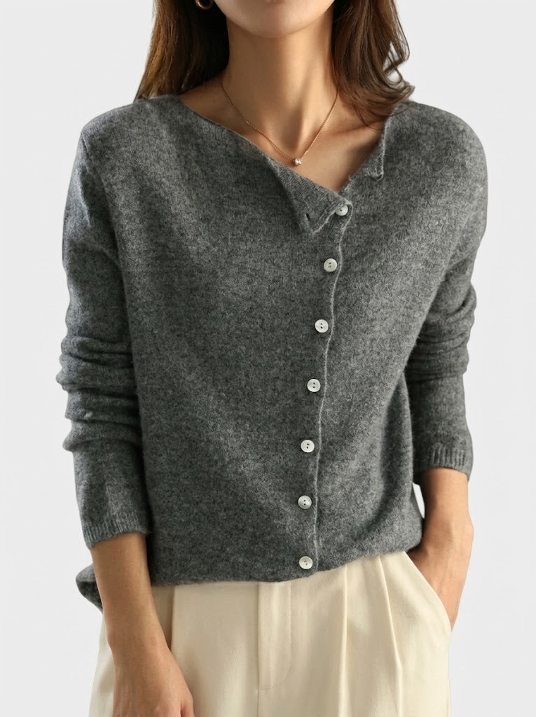 Lydia | Women's Button-Front Knit Sweater – Relaxed Long-Sleeve Layer for Autumn Wear