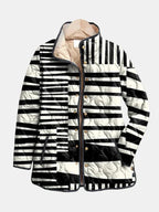 Lillian | Black and White Abstract Quilted Jacket