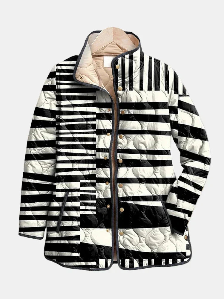 Lillian | Black and White Abstract Quilted Jacket