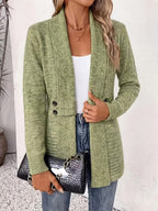 Tessa | Sage Ribbed Knit Button-Tab Cardigan
