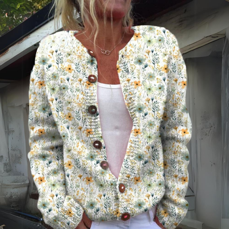Heidi | Women's Printed Button Cardigan Long Sleeve Casual Knit
