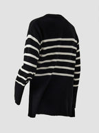Deborah | Women's Striped Colour-Block Knit Sweater – Relaxed Longline Pullover for Modern Winter Layering