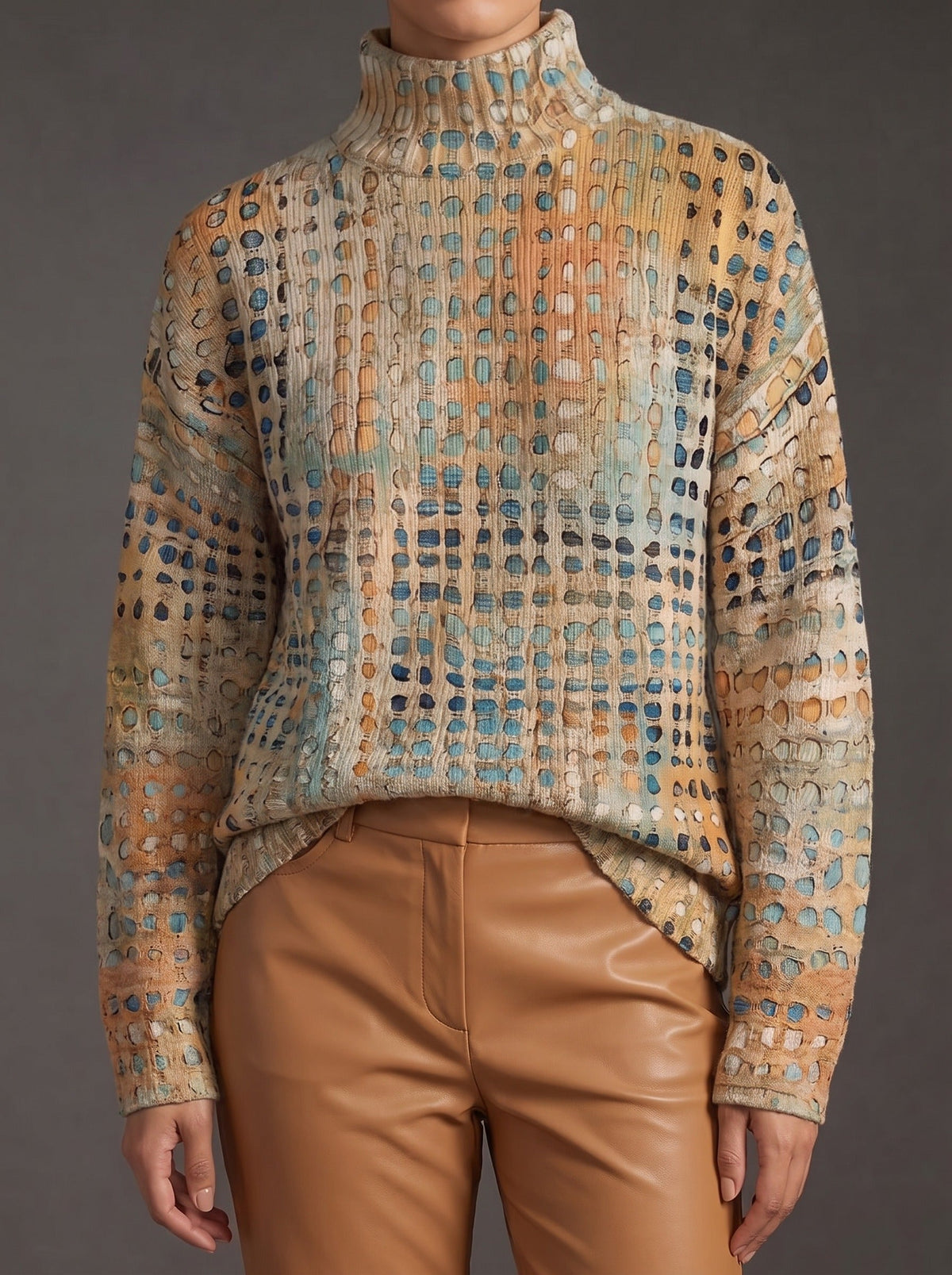 Freya | Autumn Grid Turtleneck