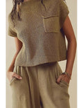 Erin | Women's Ribbed Short-Sleeve Knit Top – Relaxed Mock-Neck Shirt for Office and Daily Wear