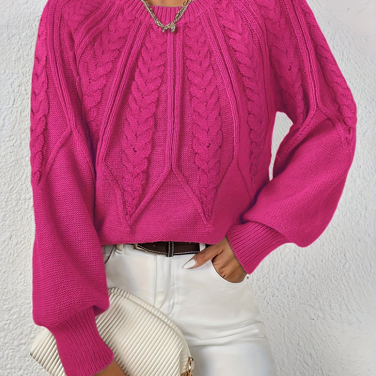 Cora | Women's Voluminous Sleeve Sweater with Cable Knit Texture