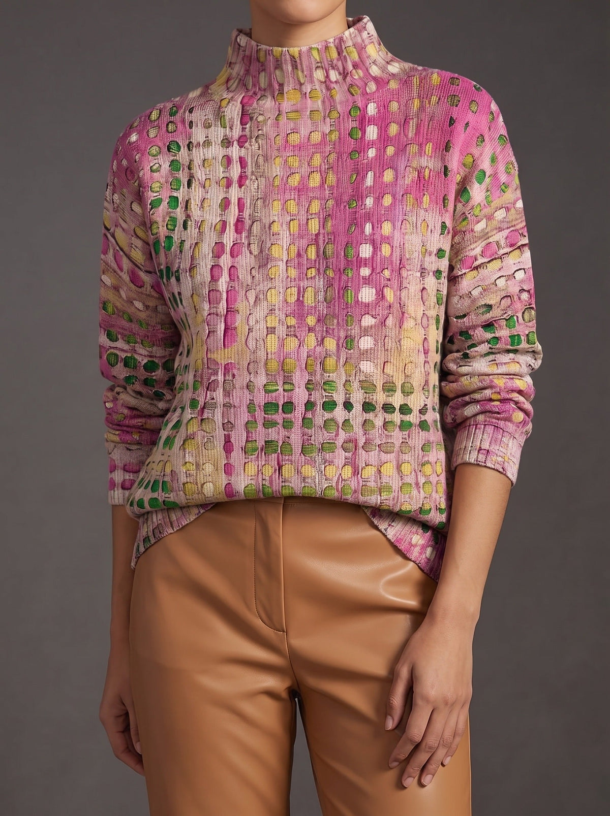 Lillian | Orchid Dot Lattice Turtleneck