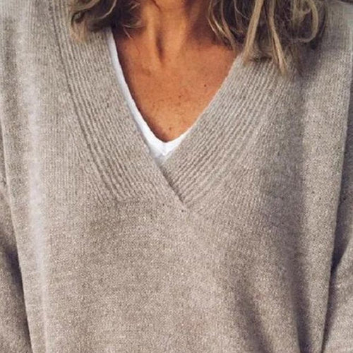 Amanda | Women's Relaxed V-Neck Sweater – Soft Long-Sleeve Knit for Everyday Wear