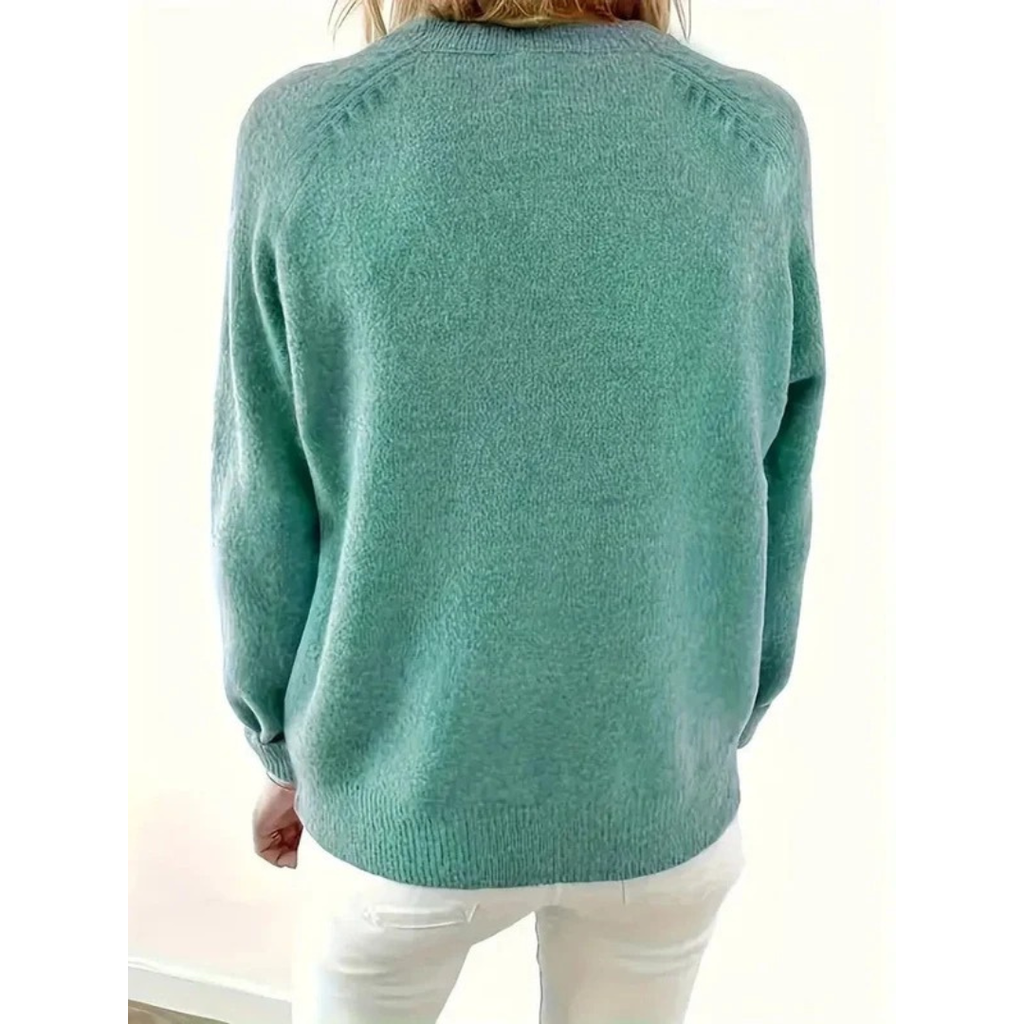 Marilyn | Women's V-Neck Knit Sweater – Relaxed Button-Neck Style for Everyday Wear