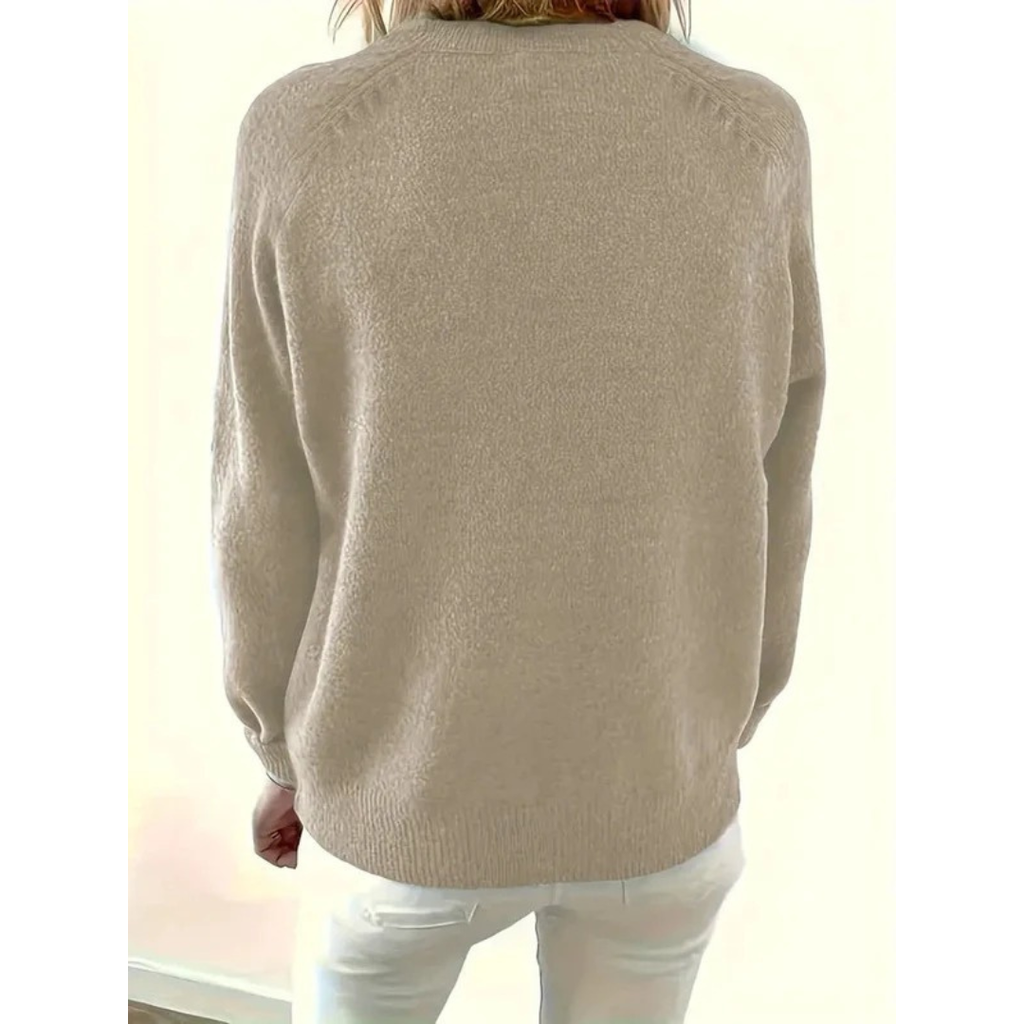Marilyn | Women's V-Neck Knit Sweater – Relaxed Button-Neck Style for Everyday Wear