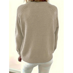 Marilyn | Women's V-Neck Knit Sweater – Relaxed Button-Neck Style for Everyday Wear