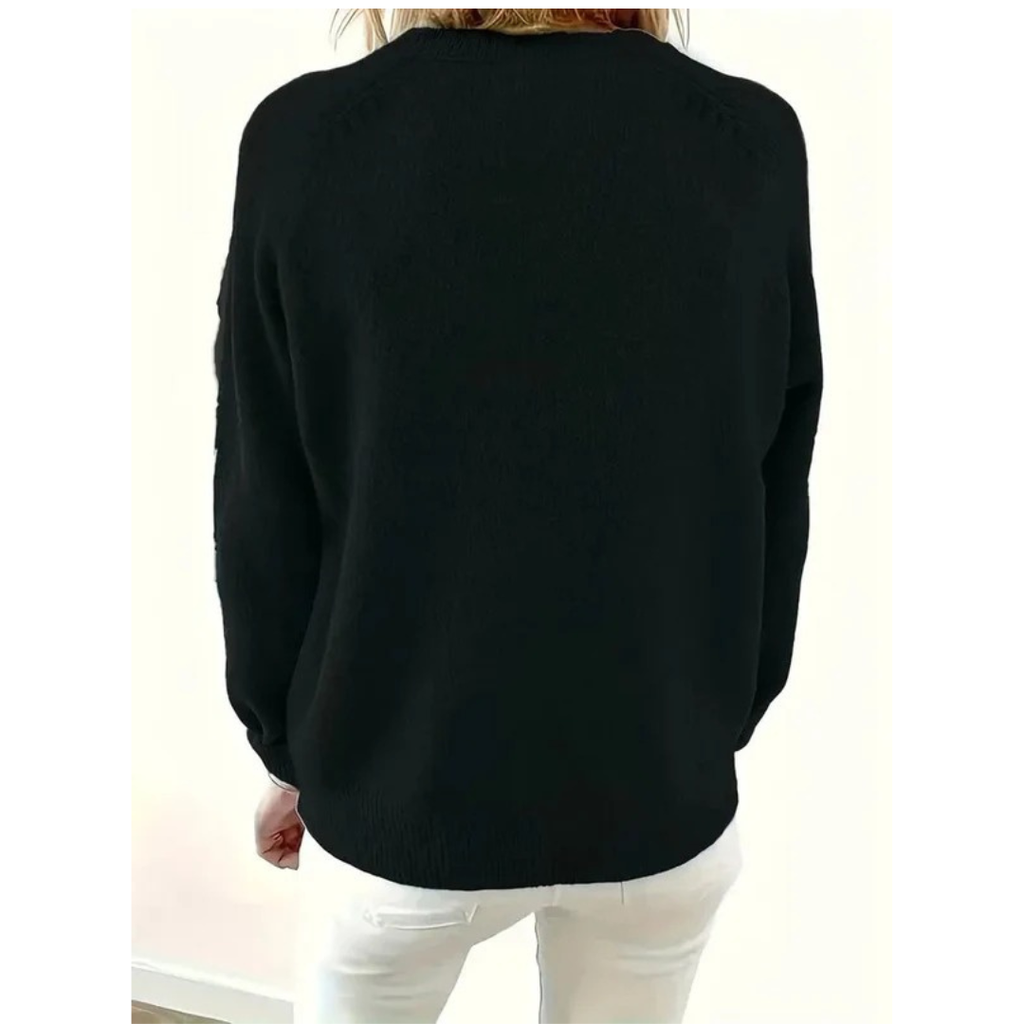 Marilyn | Women's V-Neck Knit Sweater – Relaxed Button-Neck Style for Everyday Wear