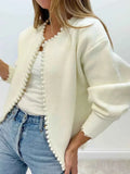 Hope | Women's Pearl-Trim Knit Cardigan – Relaxed Open-Front Sweater with Fringed Edges for Elegant Casual Layering