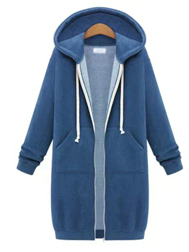 Grace | Women's Long Zip-Up Hoodie – Relaxed Hooded Cardigan Style for Casual Autumn Winter Loungewear and Everyday Layering